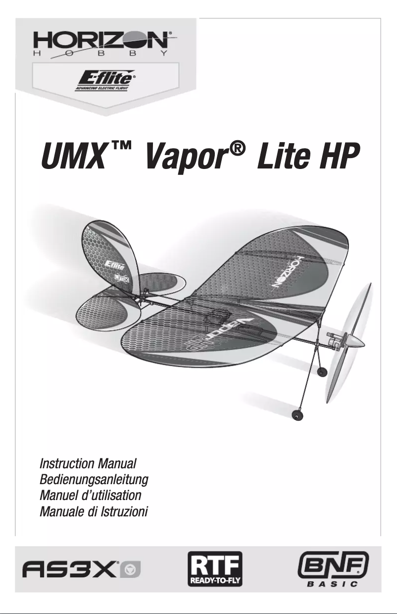 Page n°1 - Manuel utilisateur E-flite UMX Vapor Lite HP