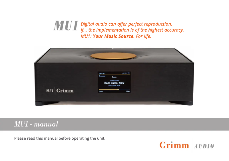 Page 1 de la notice Manuel utilisateur Grimm Audio MU1