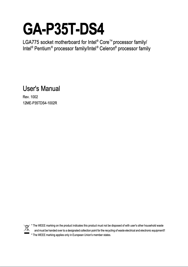 Image de la première page du manuel de l'appareil GA-P35T-DS4