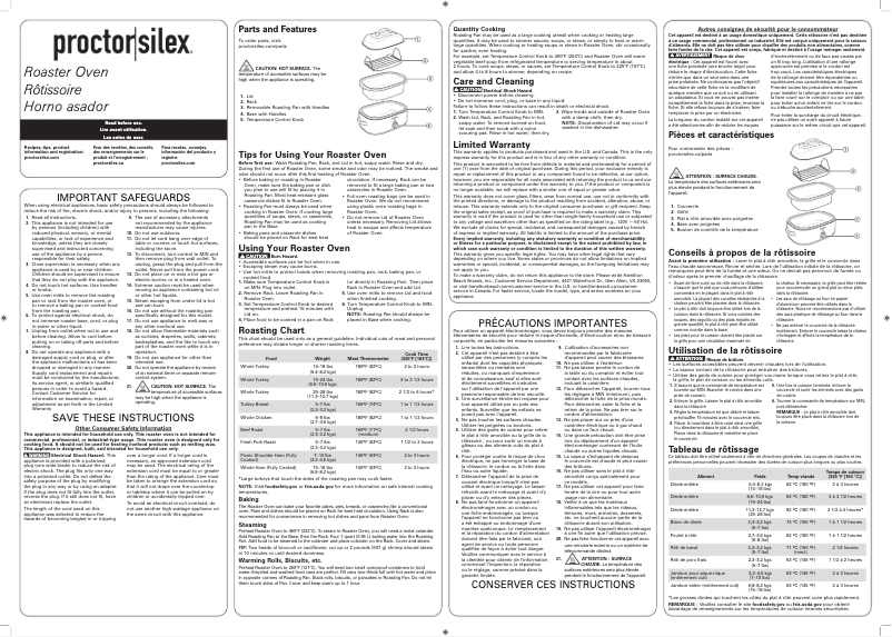 Página 1 del manual Manual de usuario Proctor Silex 32211
