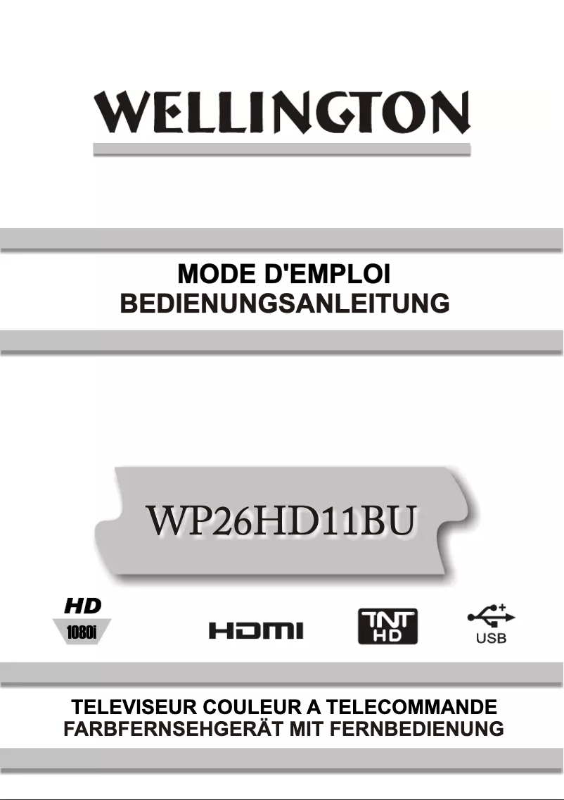 Page n°1 - Manuel utilisateur Wellington WP26HD11BU