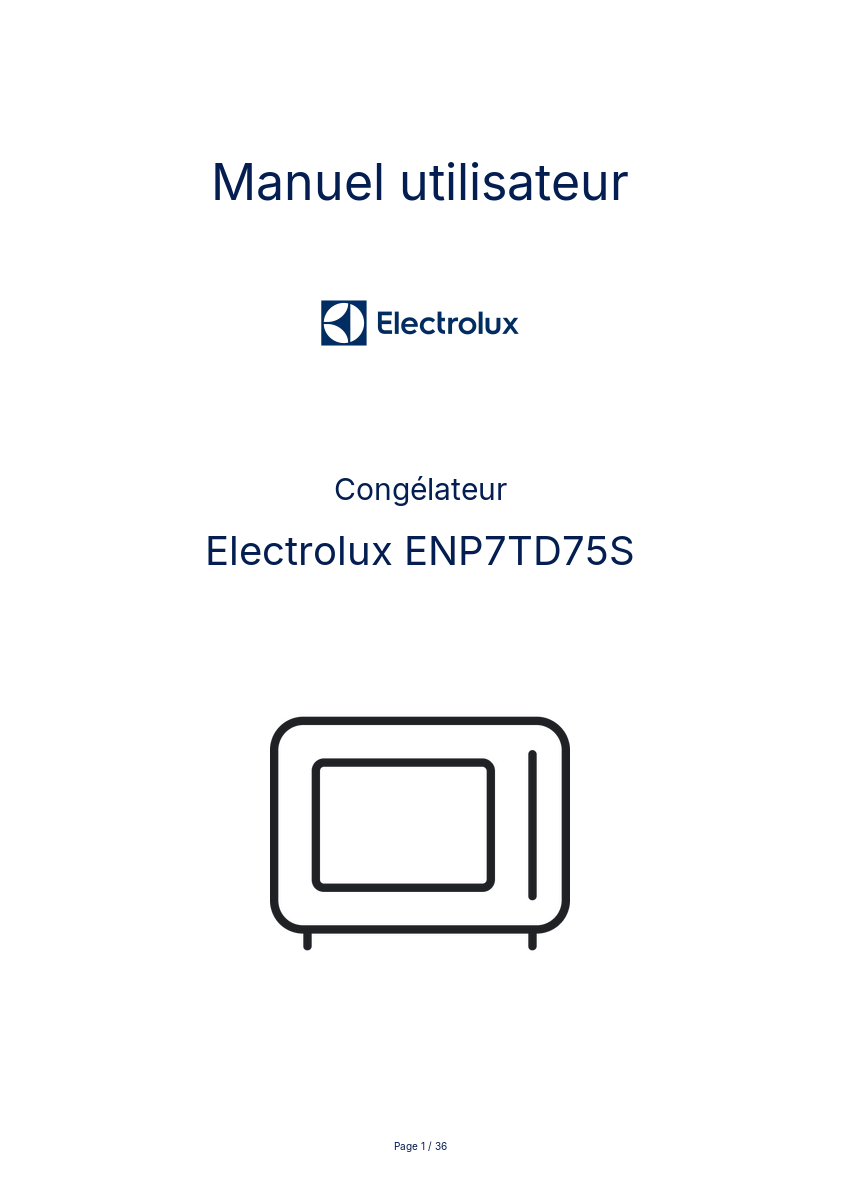 Image de la première page du manuel de l'appareil ENP7TD75S
