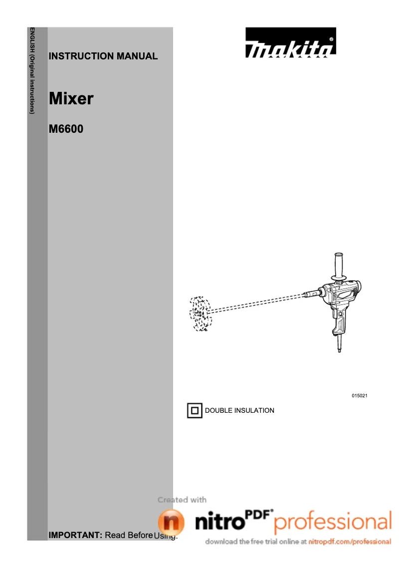 Page 1 de la notice Manuel utilisateur Makita M6600X