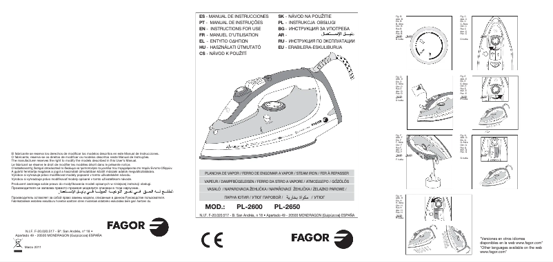 Page 1 de la notice Manuel utilisateur Fagor PL-2650