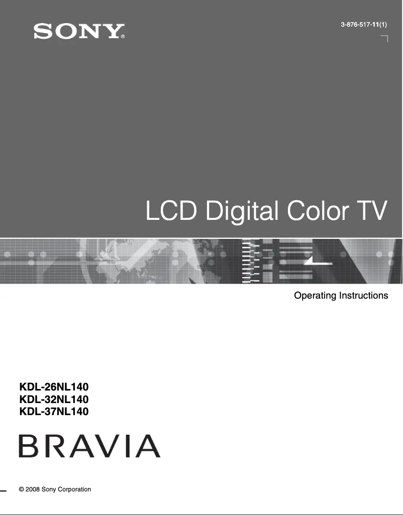 Image de la première page du manuel de l'appareil Bravia KDL-37NL140