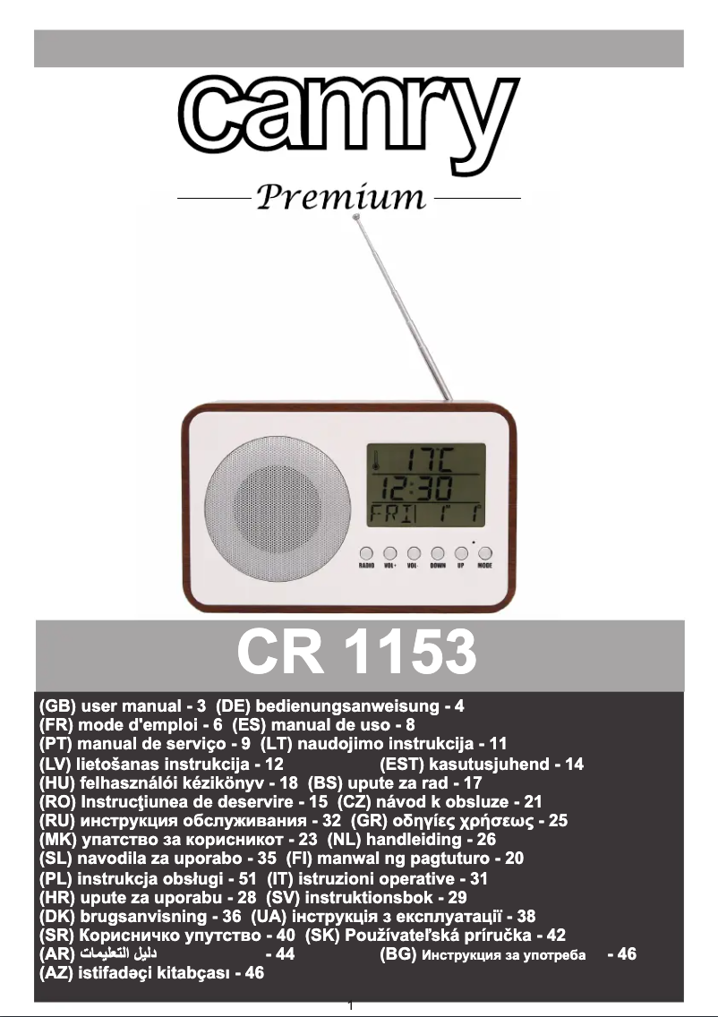 Image de la première page du manuel de l'appareil CR 1153