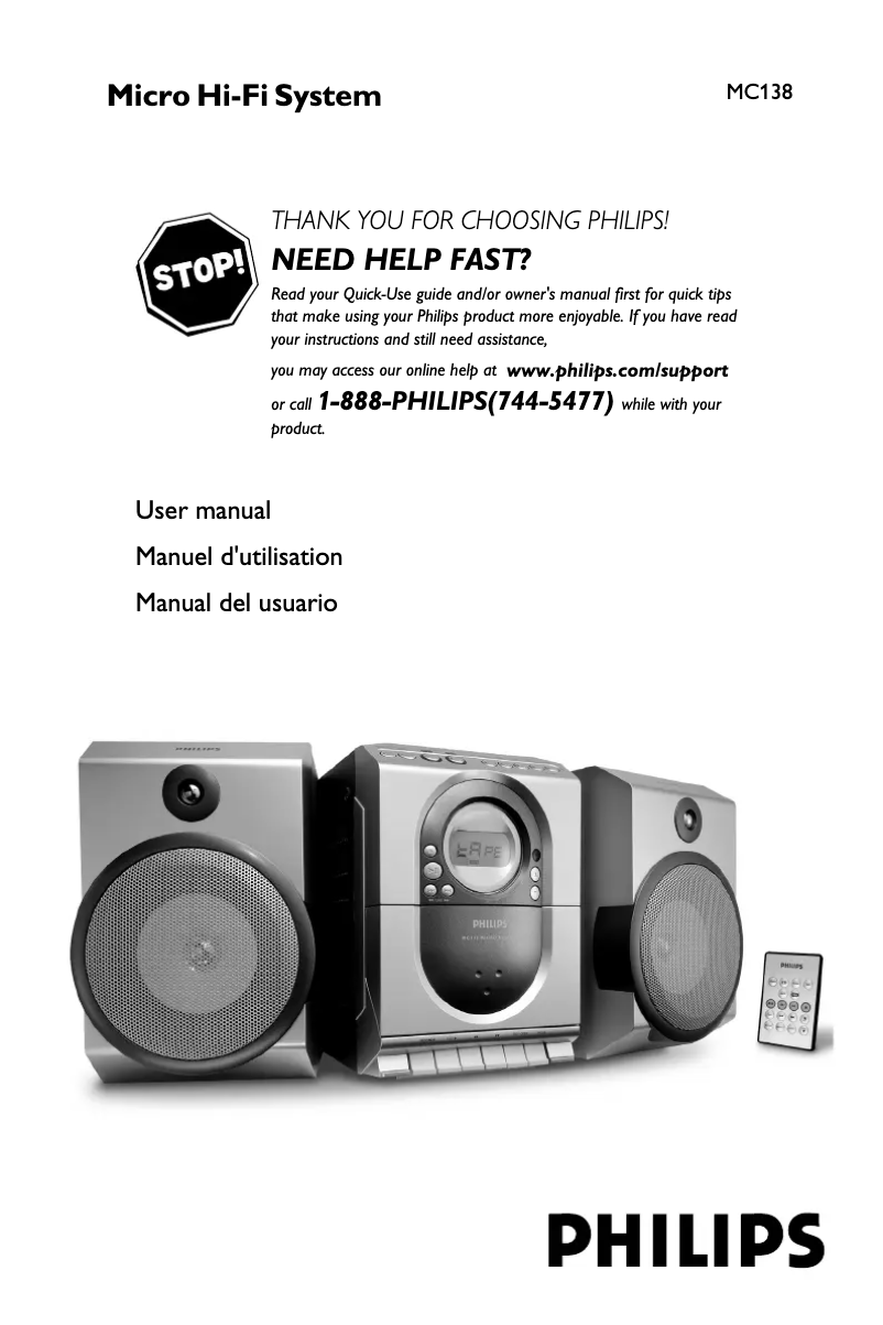 Page n°1 - Manuel utilisateur Philips MC138