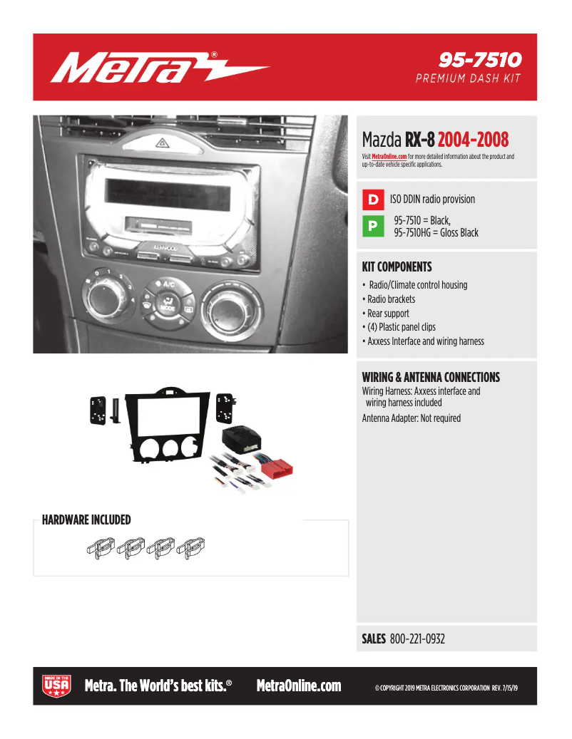 Page 1 de la notice Fiche technique AXESS 95-7510