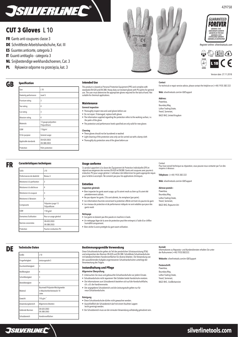 Page n°1 - Manuel utilisateur Silverline 429758