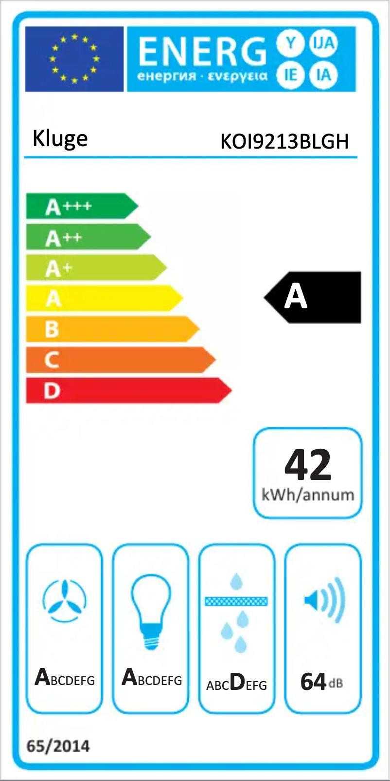 Page n°1 - Label énergétique Kluge KOI9213BLGH