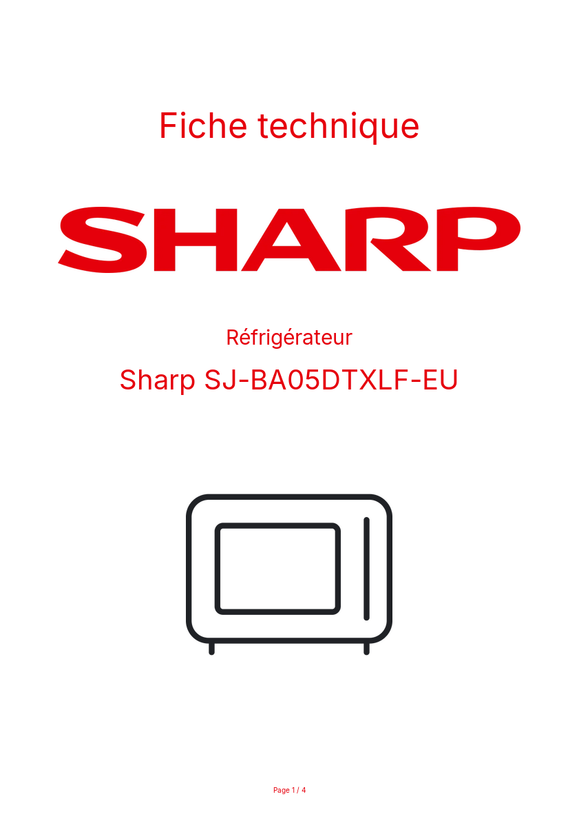 Image de la première page du manuel de l'appareil SJ-BA05DTXLF-EU