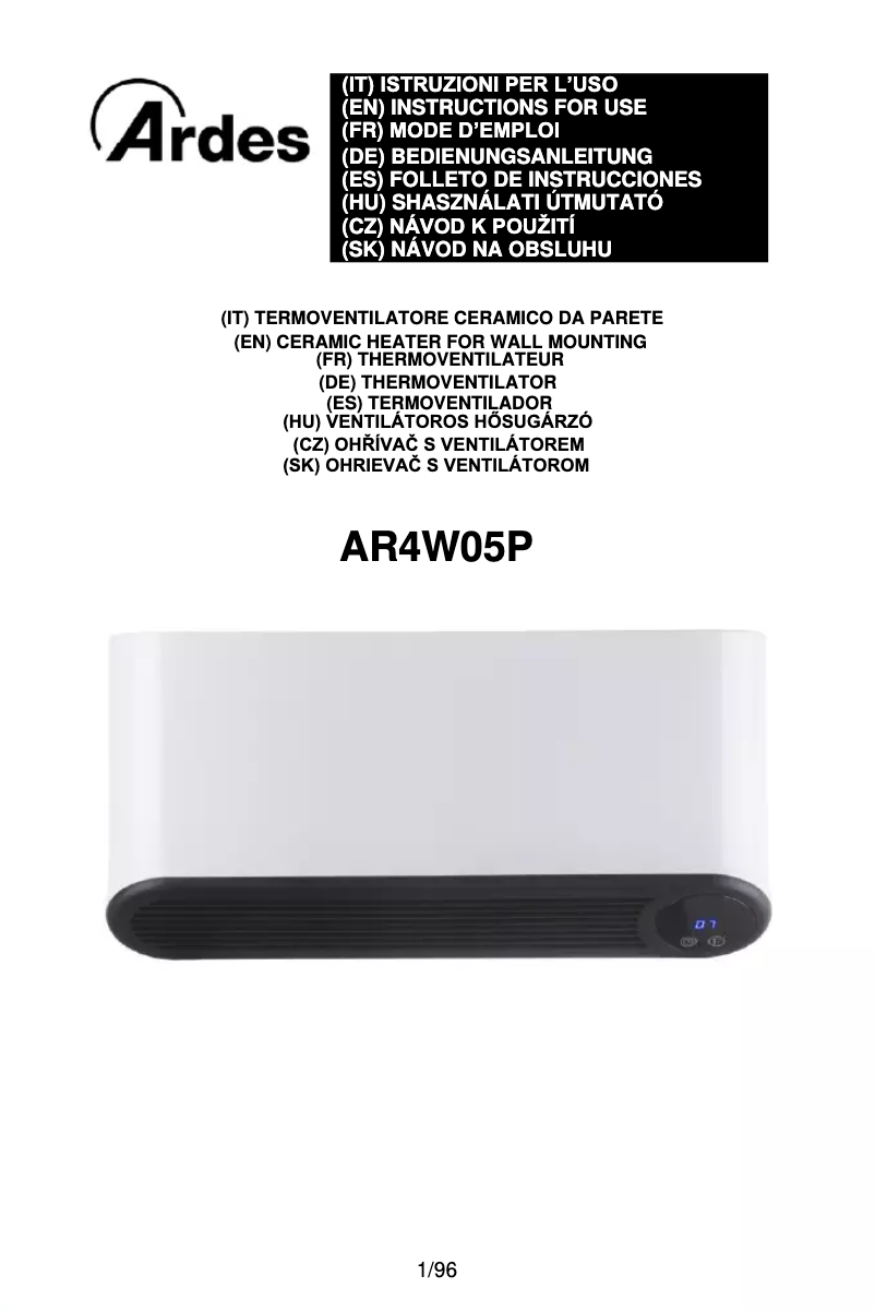 Page n°1 - Manuel utilisateur Ardes AR4W05P