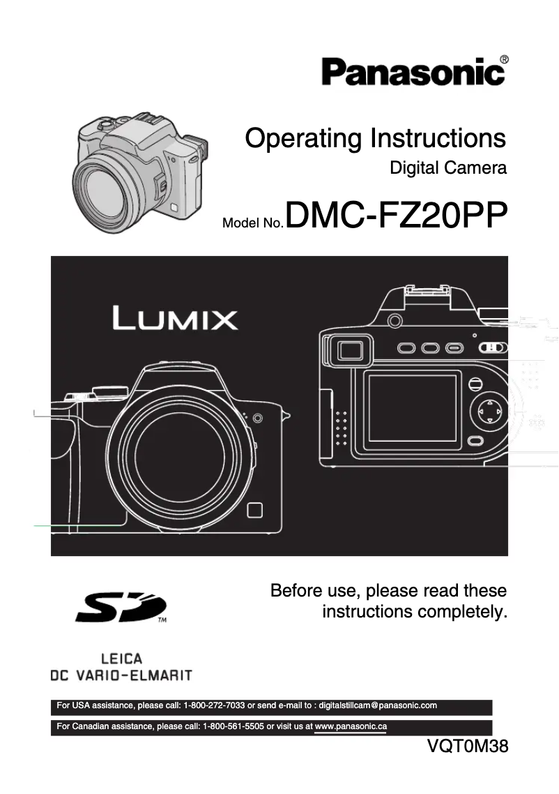Image de la première page du manuel de l'appareil Lumix DMC-FZ20PP