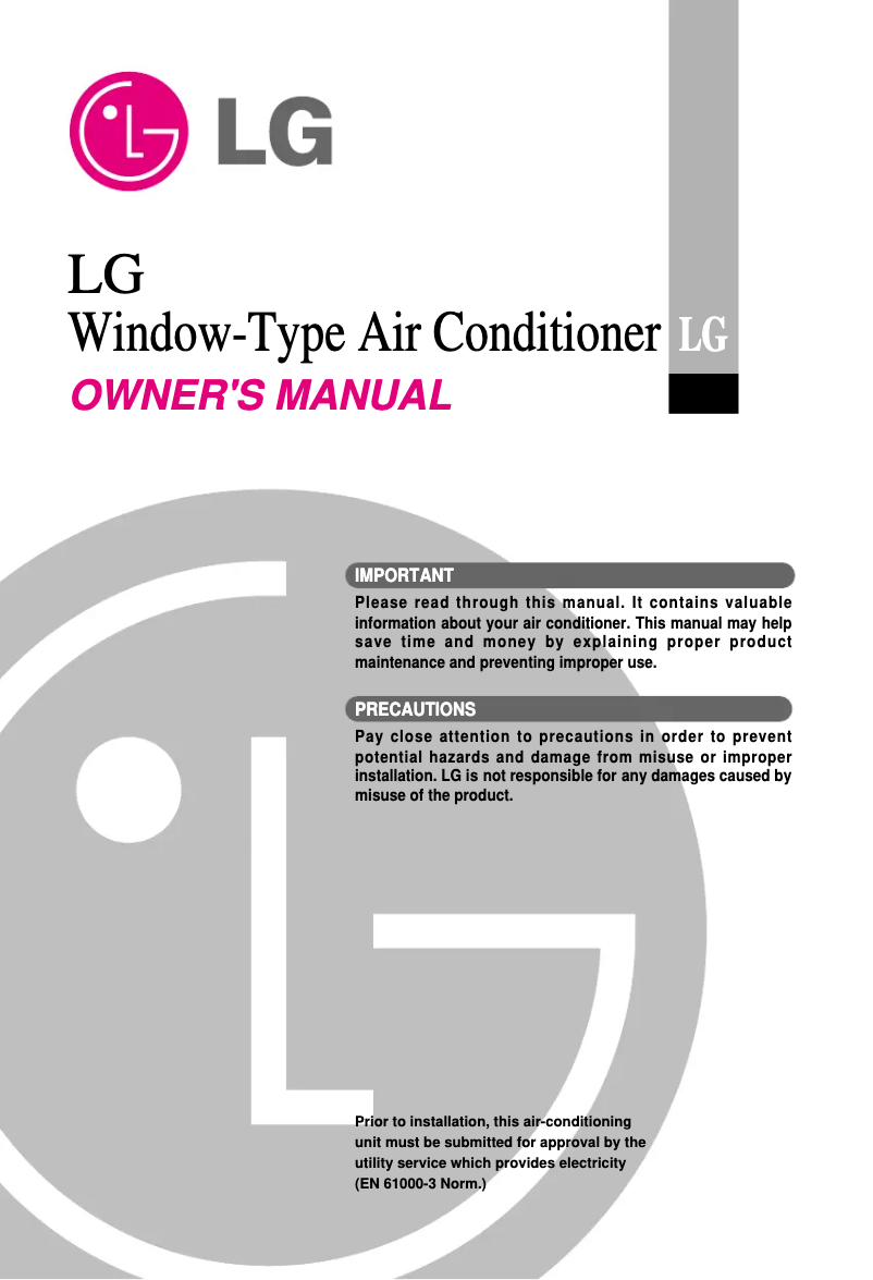 Page n°1 - Manuel utilisateur LG W18TCM-NB60