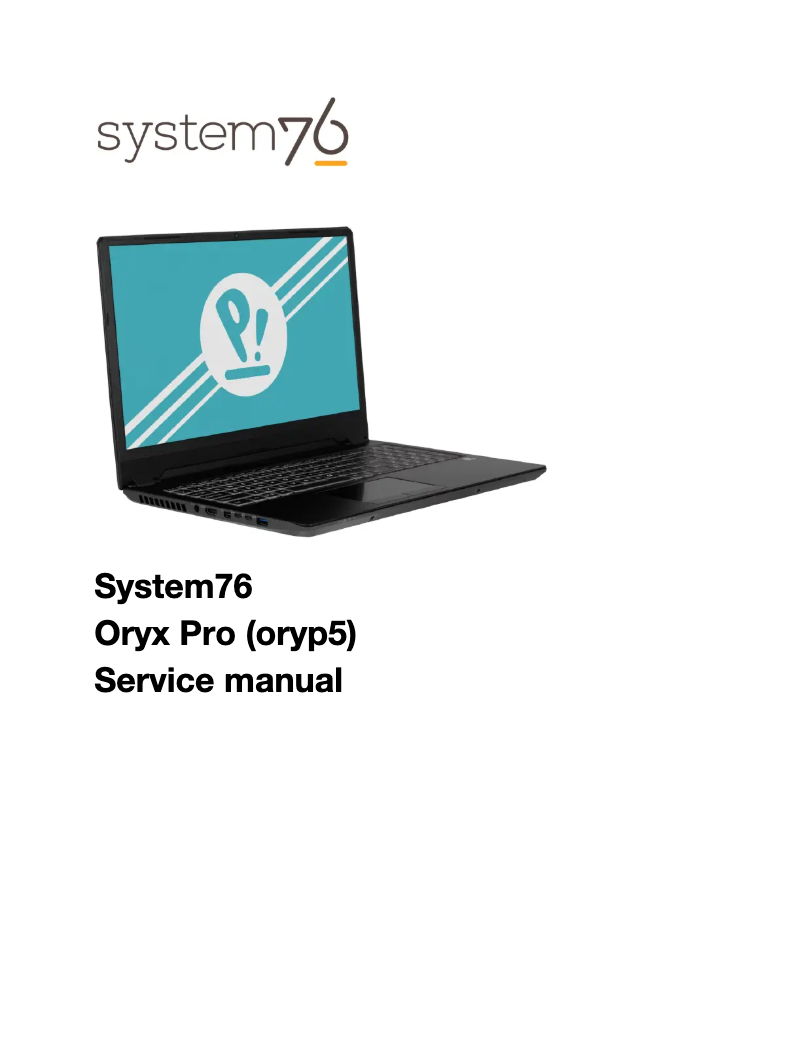 Page n°1 - Manuel utilisateur System76 Oryx Pro