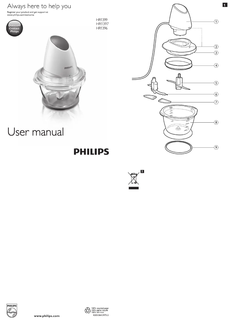 Page 1 de la notice Manuel utilisateur Philips Viva Collection HR1397