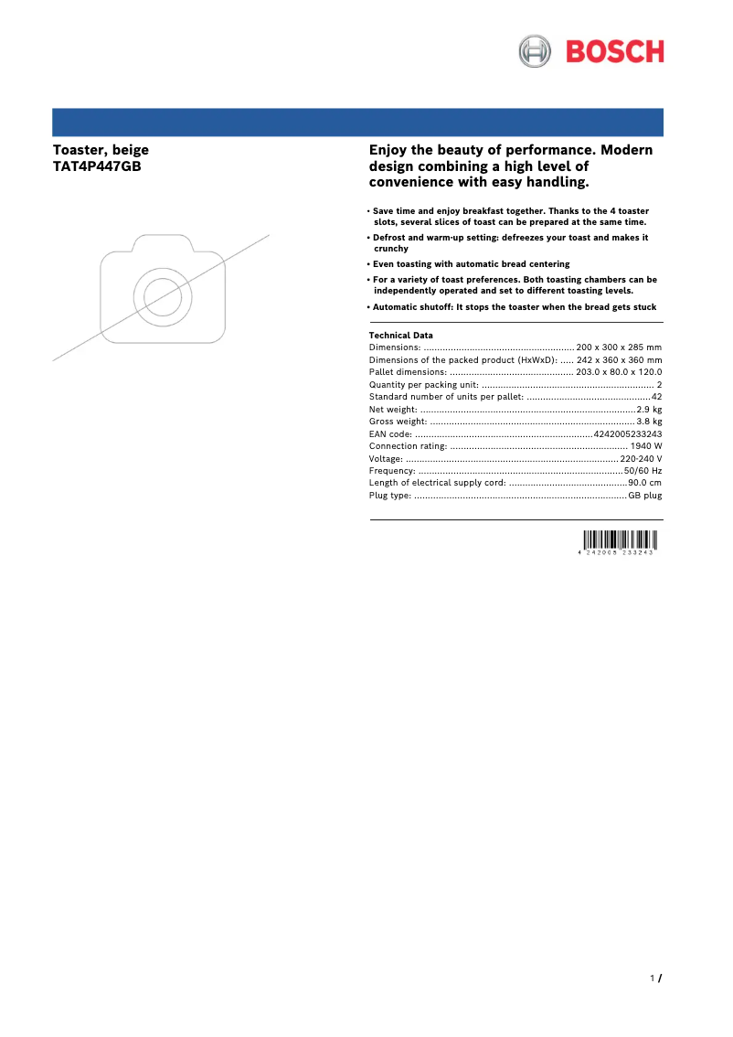 Image de la première page du manuel de l'appareil TAT4P447GB