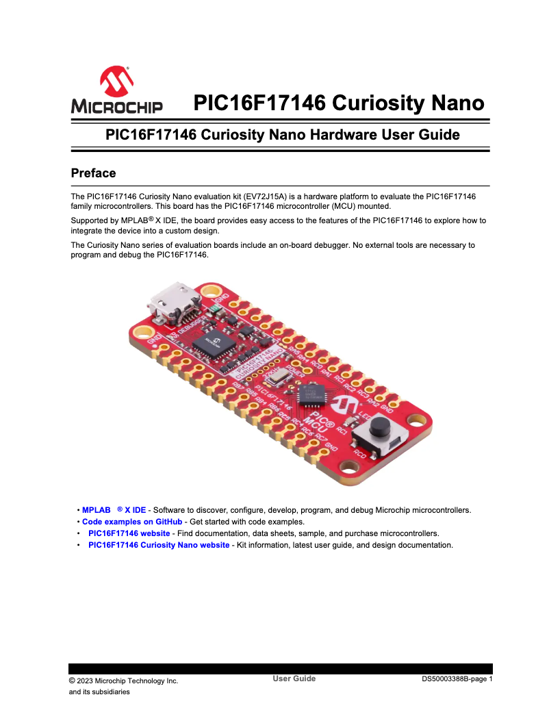 Página 1 del manual Ficha técnica Microchip PIC16F17146