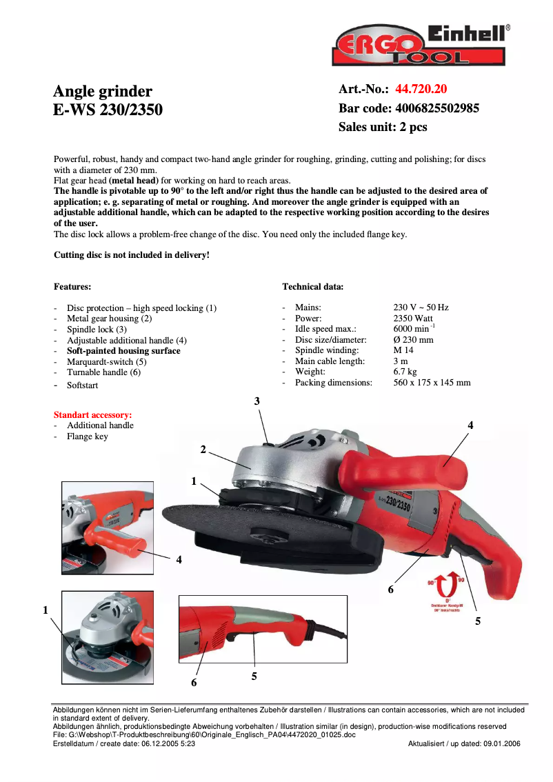 Image de la première page du manuel de l'appareil E-WS 230/2350