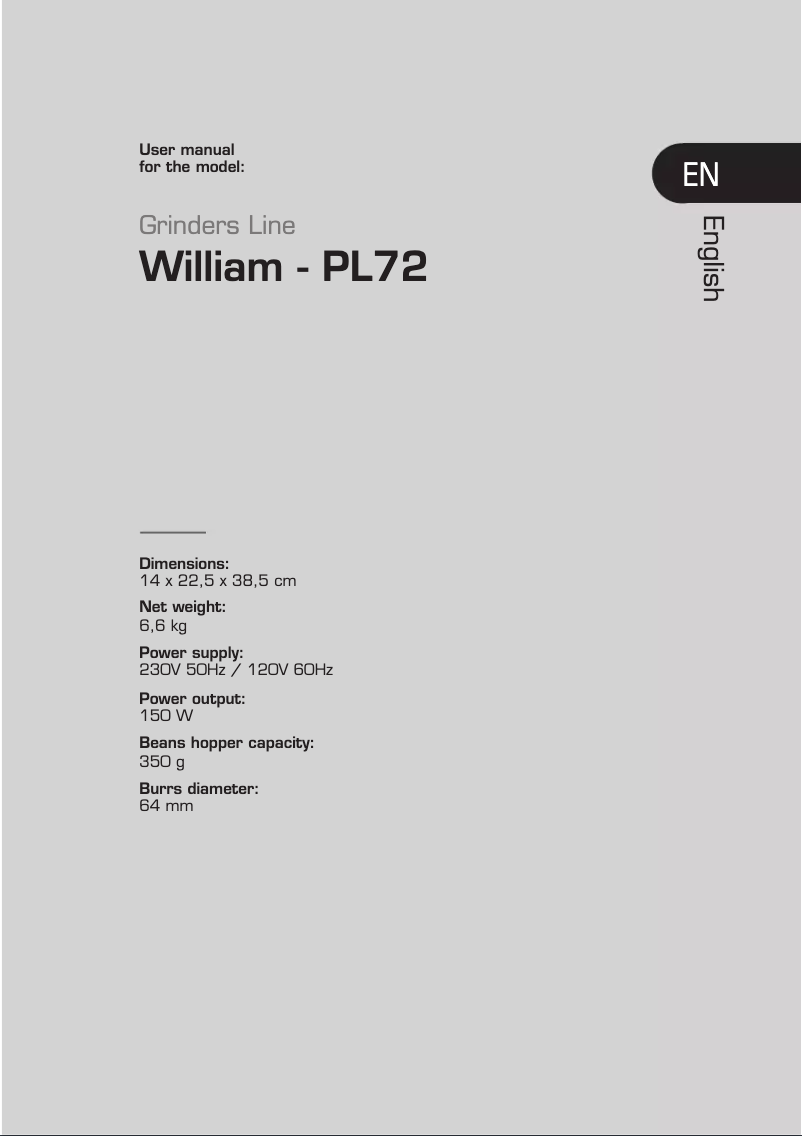 Page n°1 - Manuel utilisateur Lelit William PL72