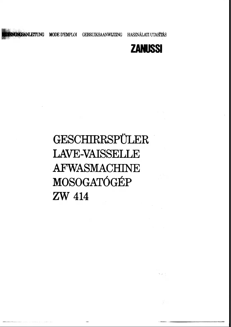 Page 1 de la notice Manuel utilisateur Zanussi-Electrolux ZW 414