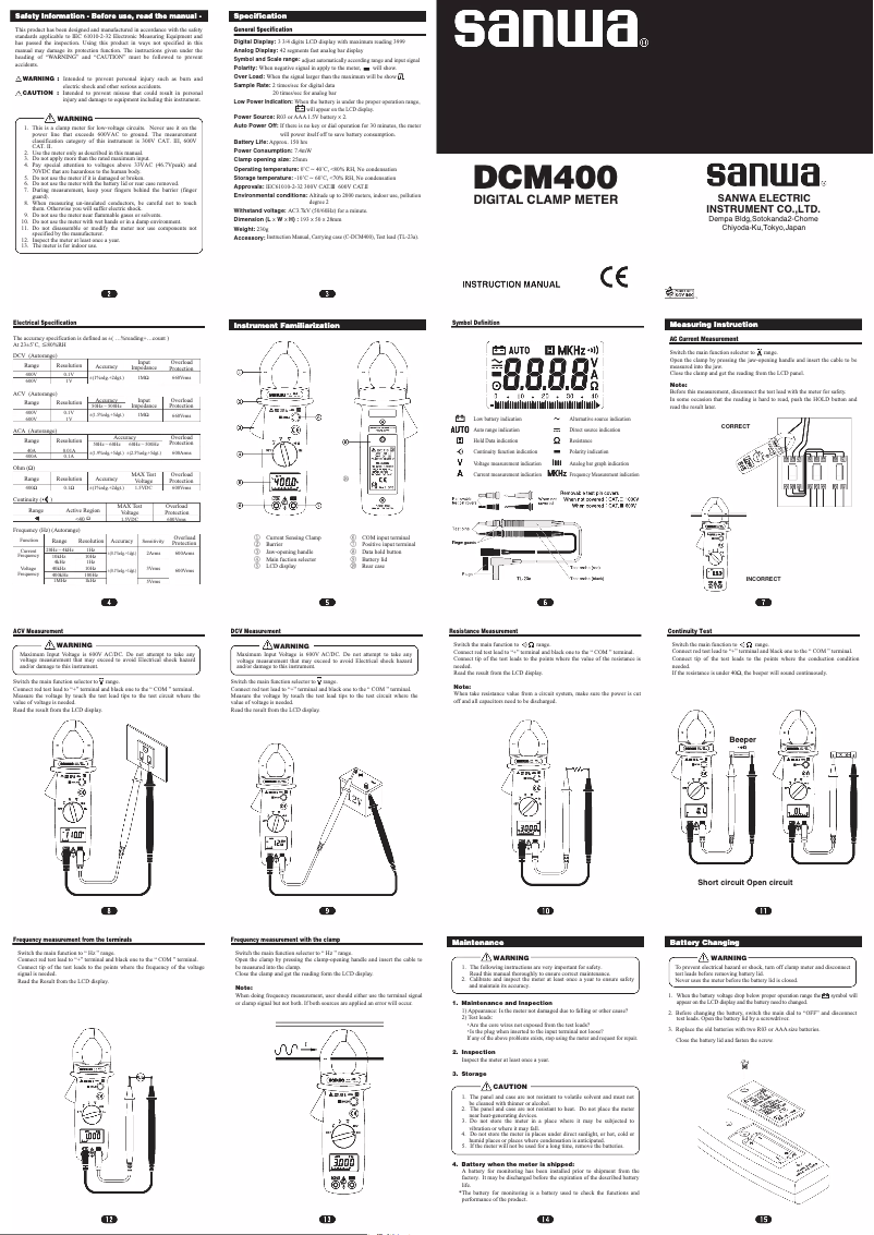 Imagen de la primera página del manual del dispositivo DCM400