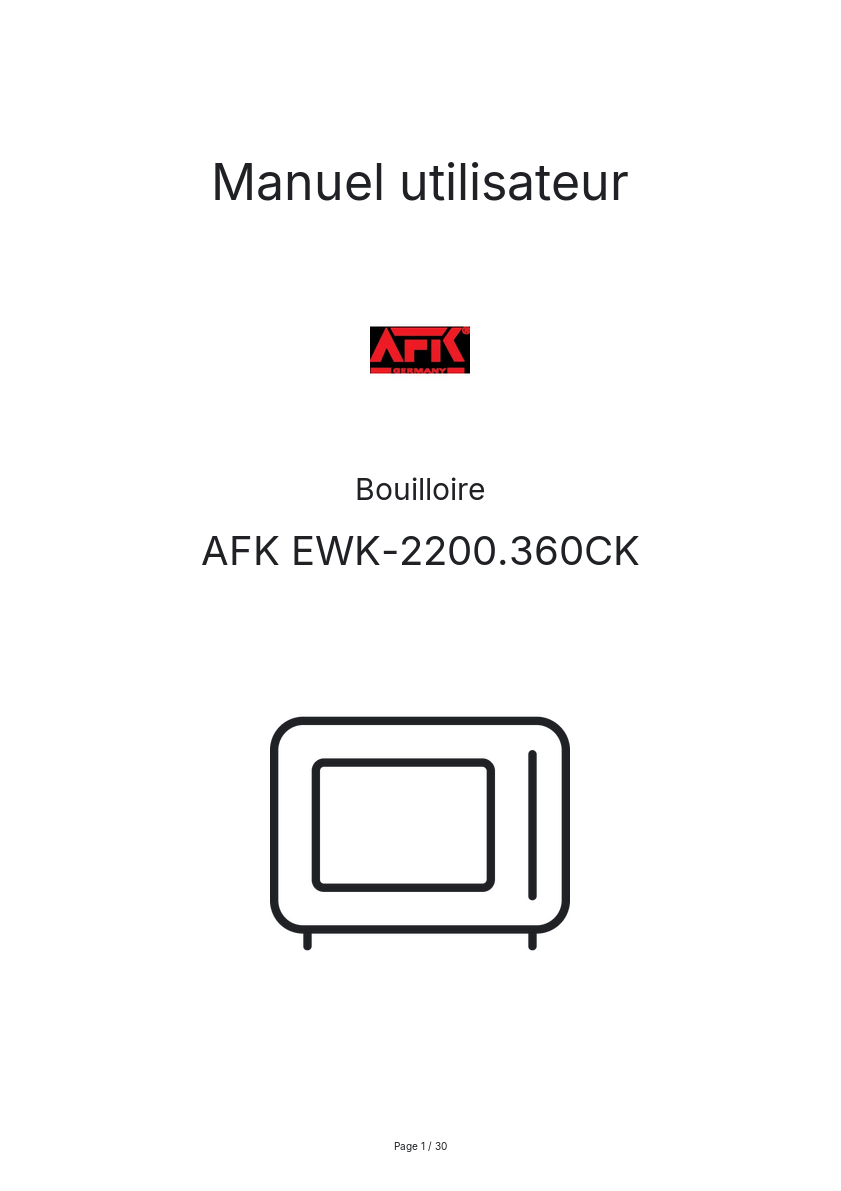 Image de la première page du manuel de l'appareil EWK-2200.360CK