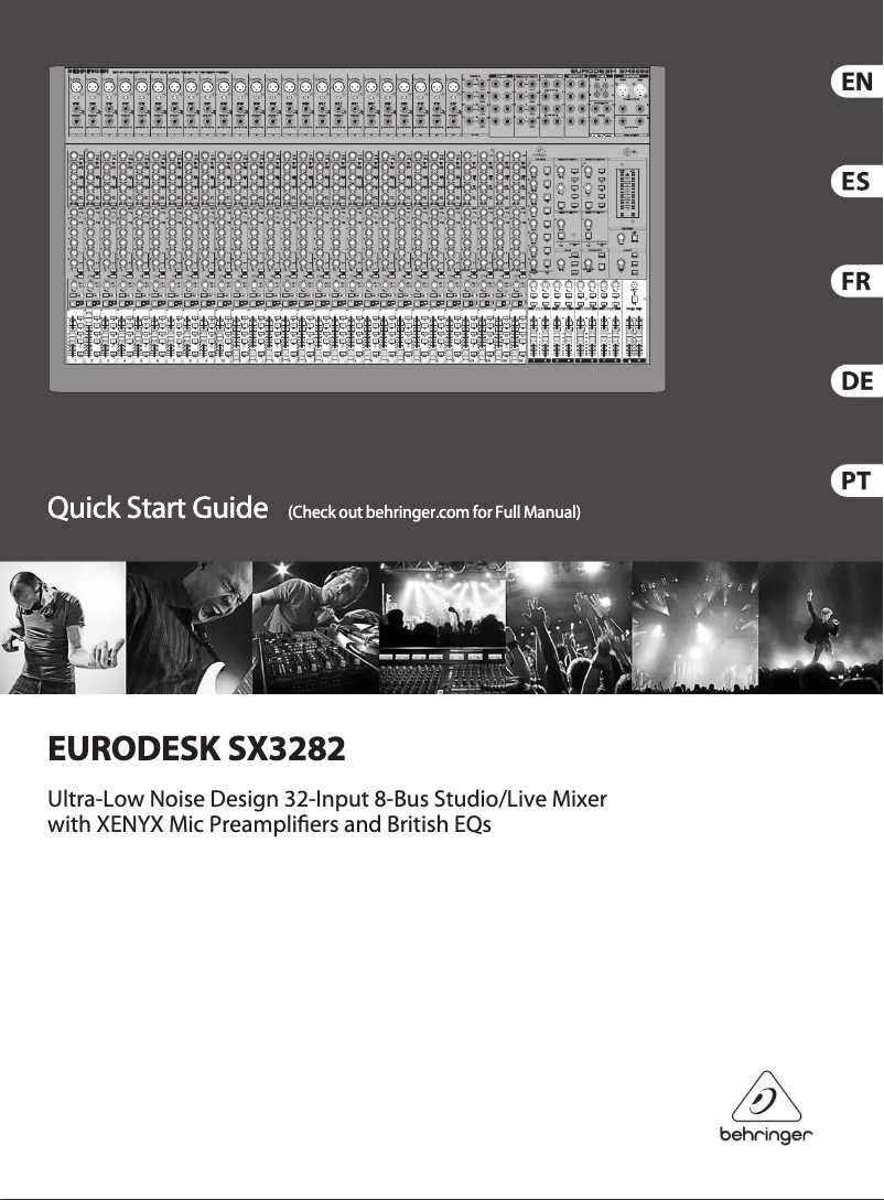 Page 1 de la notice Guide de démarrage rapide Behringer Eurodesk SX3282