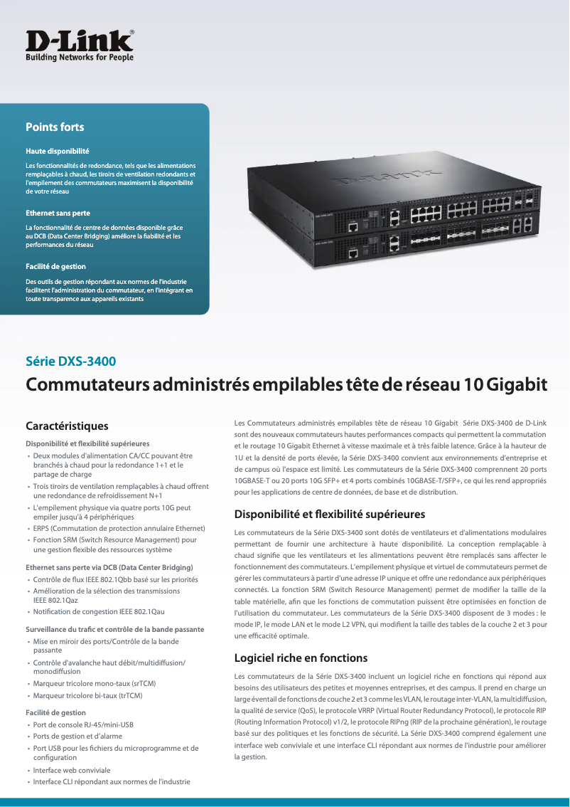 Page n°1 - Manuel utilisateur D-Link DXS-3400