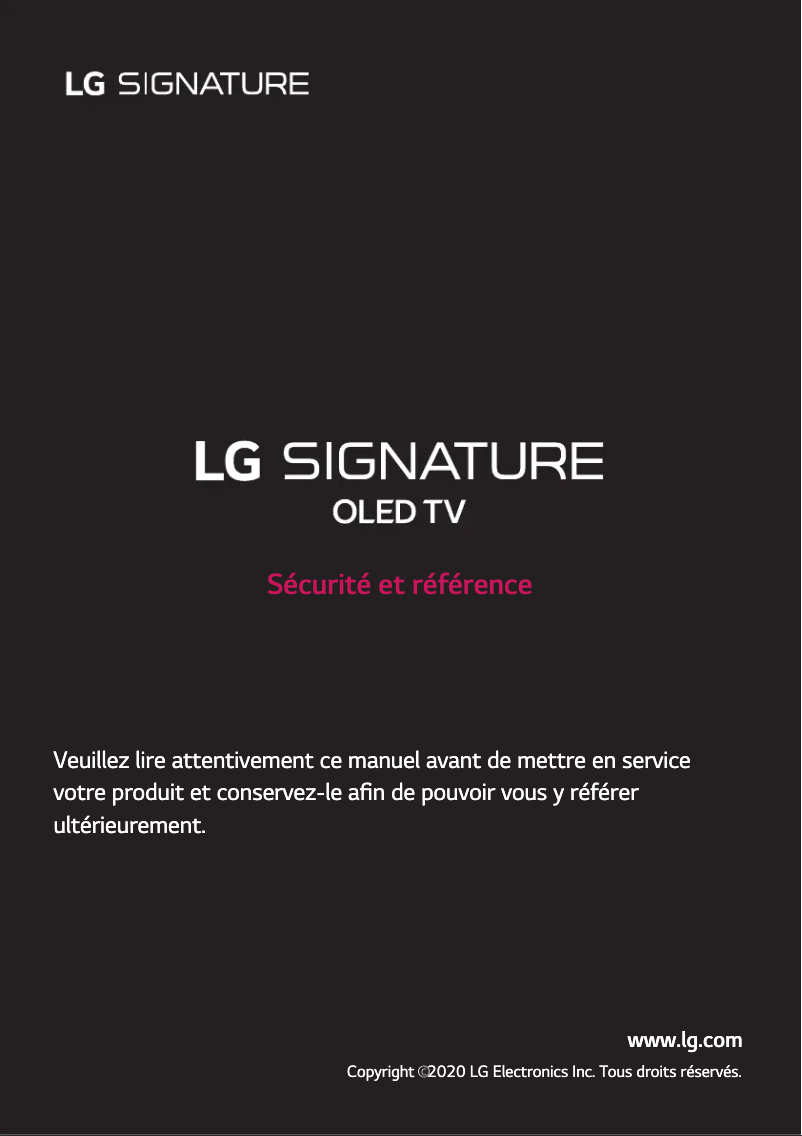 Page 1 de la notice Manuel utilisateur LG Signature OLED ZX OLED77ZX9LA