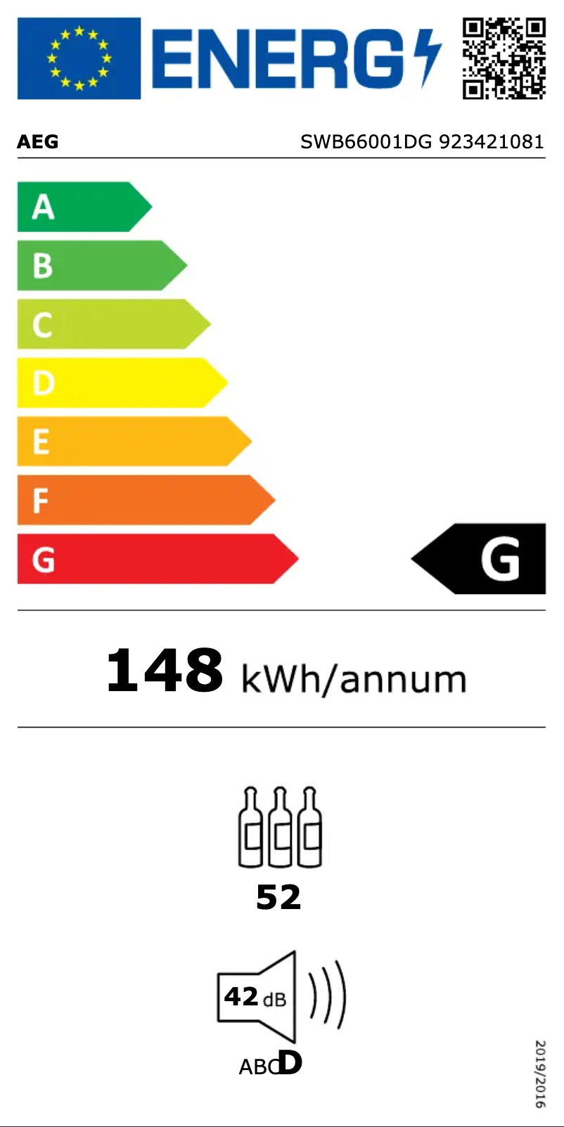 Page n°1 - Label énergétique AEG SWB66001DG