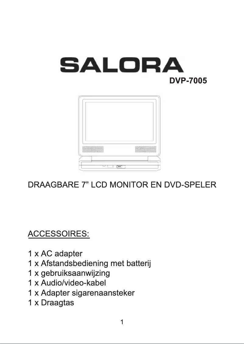 Page 1 de la notice Manuel utilisateur Salora DVP-7005