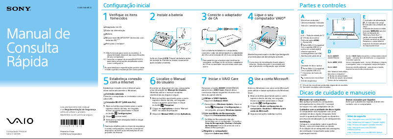 Page 1 de la notice Manuel utilisateur Sony Vaio SVE14A25CBW