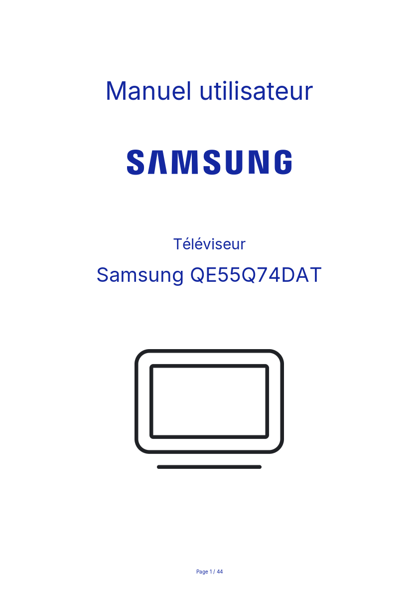 Page n°1 - Manuel utilisateur Samsung QE55Q74DAT