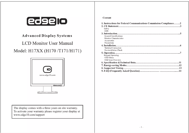 Image de la première page du manuel de l'appareil T171 LCD Monitor