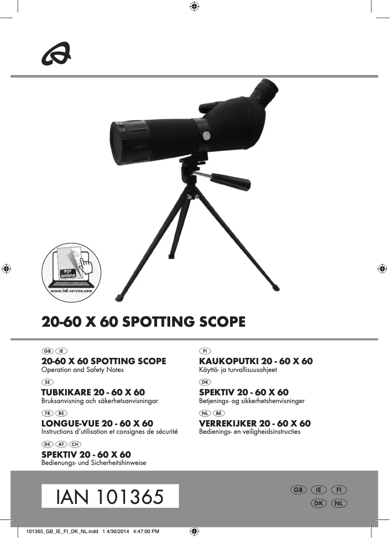 Imagen de la primera página del manual del dispositivo IAN 92025