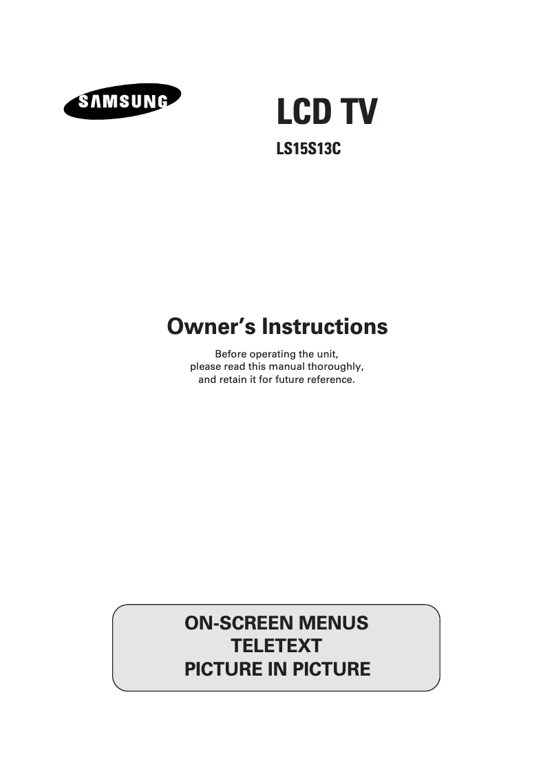 Page 1 de la notice Manuel utilisateur Samsung LS15S13C