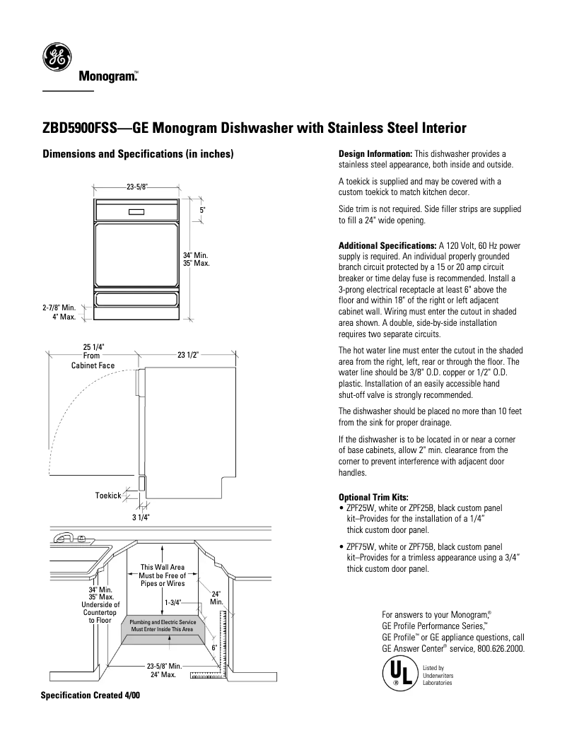 Imagen de la primera página del manual del dispositivo ZBD5900FSS