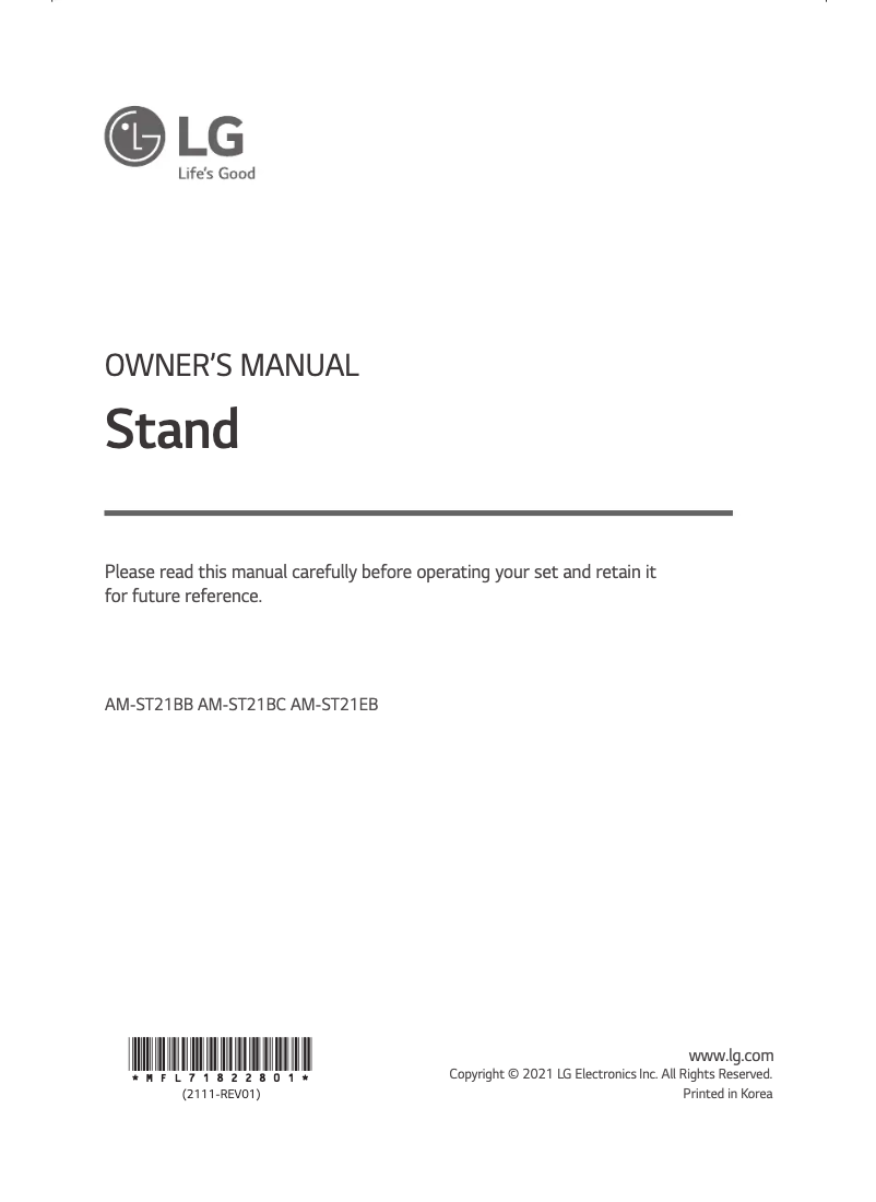 Page 1 de la notice Manuel utilisateur LG AM-ST21EB