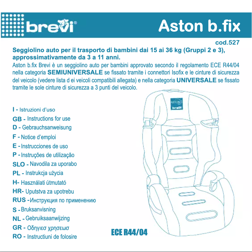 Image de la première page du manuel de l'appareil Aston b.fix