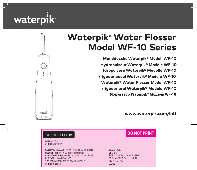 Page 1 de la notice Manuel utilisateur Waterpik WF-10