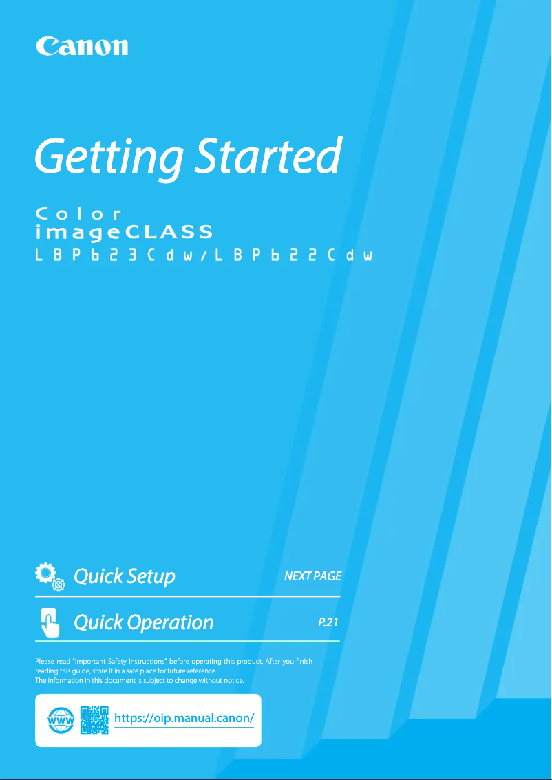 Page 1 de la notice Manuel utilisateur Canon imageCLASS LBP623Cdw