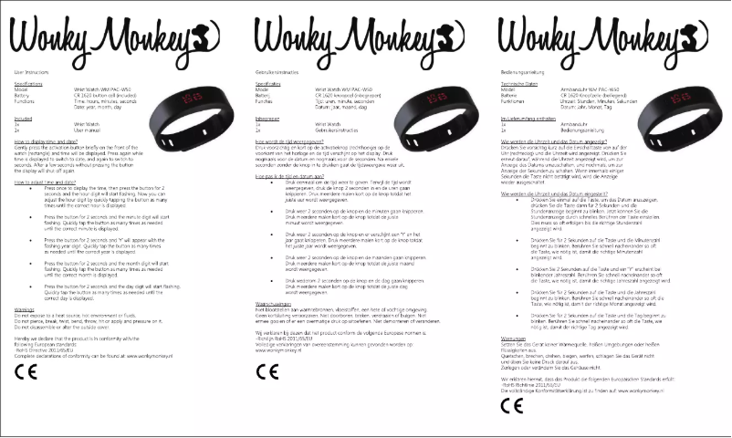 Page n°1 - Manuel utilisateur Wonky Monkey W50BL