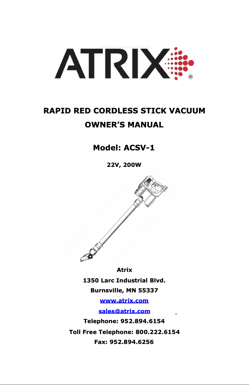 Image de la première page du manuel de l'appareil Rapid Red ACSV-1