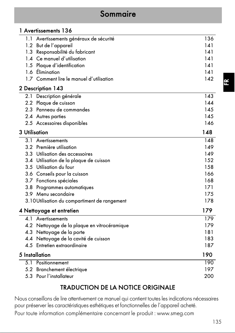 Page n°1 - Fiche technique Smeg CPF9IPR