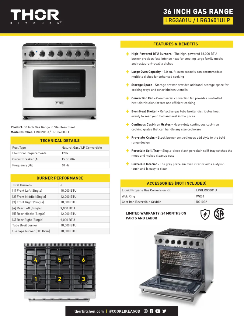 Página 1 del manual Ficha técnica Thor LRG3601ULP