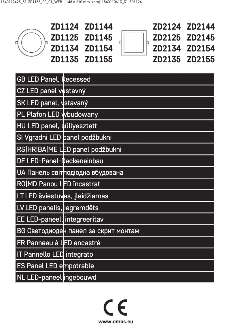 Page 1 de la notice Manuel utilisateur Emos ZD1155