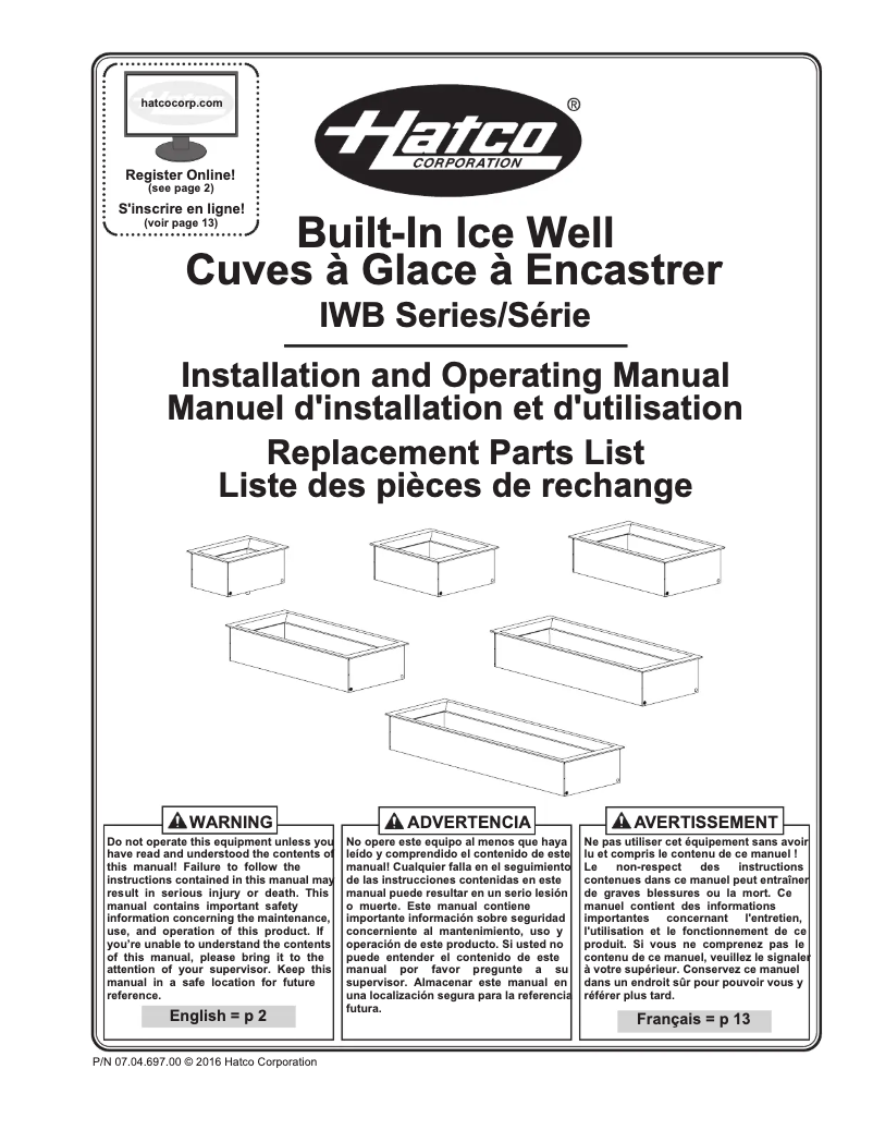 Page n°1 - Manuel utilisateur Hatco IWB-S3