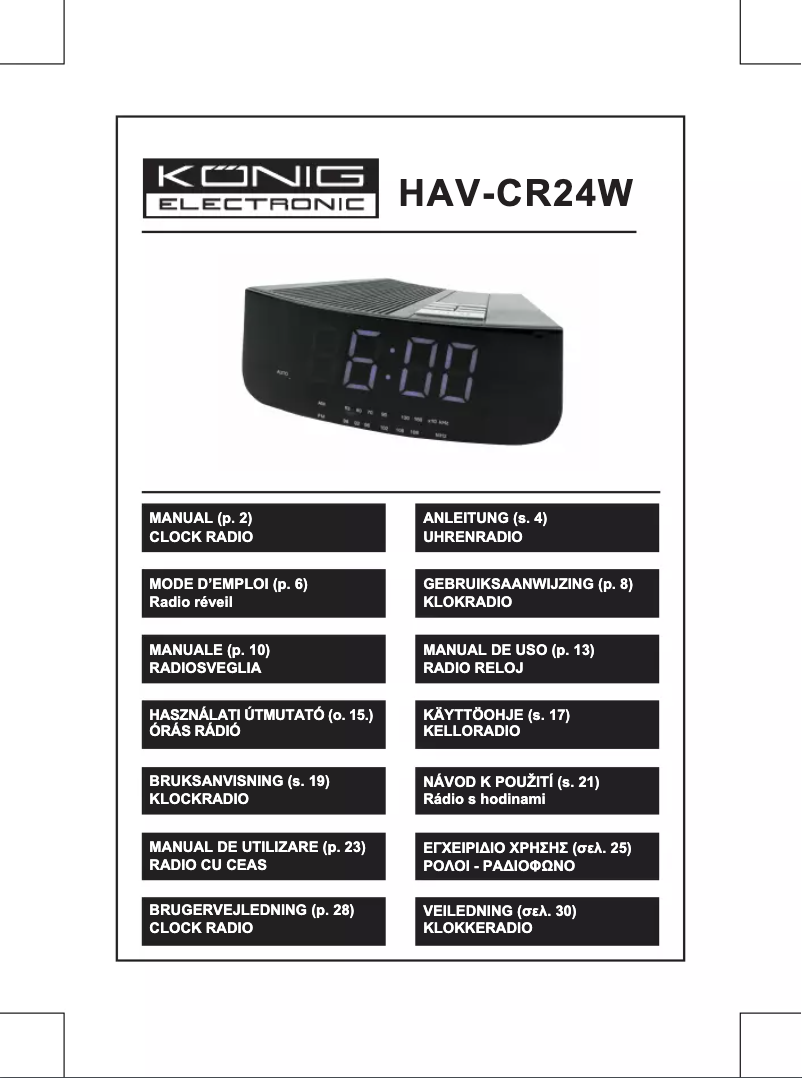 Page 1 de la notice Manuel utilisateur Konig HAV-CR24W