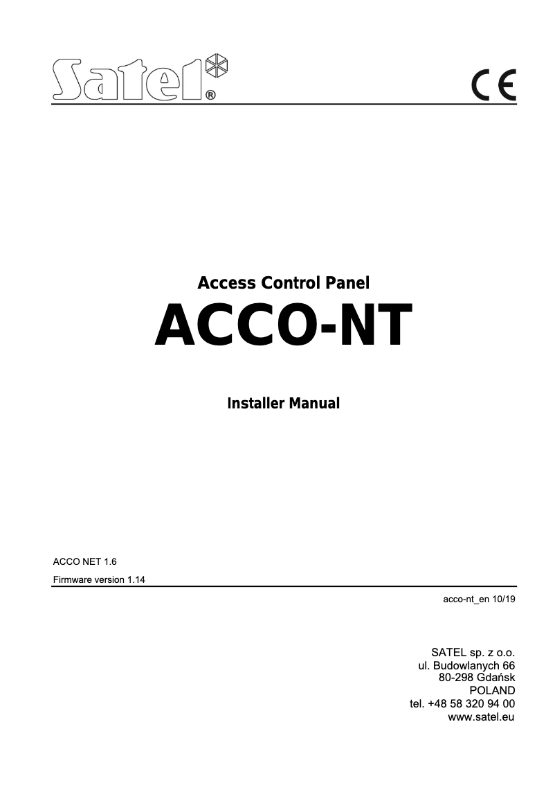 Página 1 del manual Manual de usuario Satel ACCO-NT